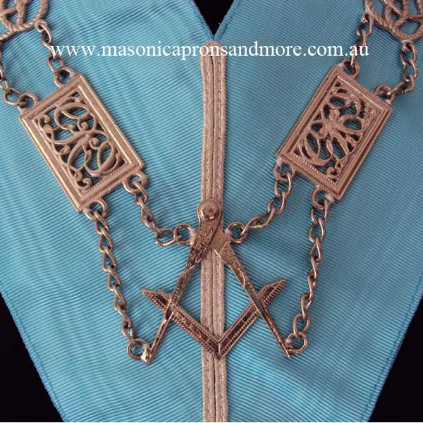 thumbnail image 2 of Masonic Master Mason Blue Lodge Silver Collar Chain With Worshipful Master Jewel 2 of 6