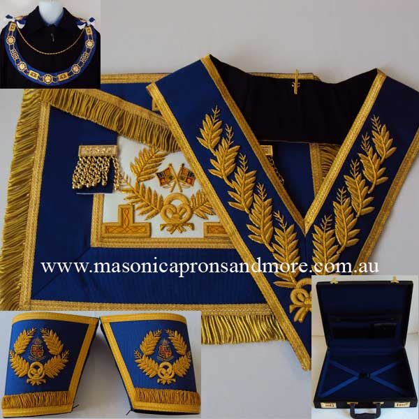 MASONIC PAST MASTER MASON 100% LAMBSKIN APRON HANDMADE GOLD BULLION EMBROIDERED – limited