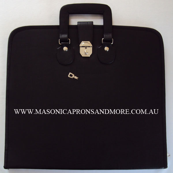 thumbnail image 2 of Masonic Black Faux Leather Apron Soft Case With Handle – Freemasonry Regalia, 2023, Made In USA 2 of 3