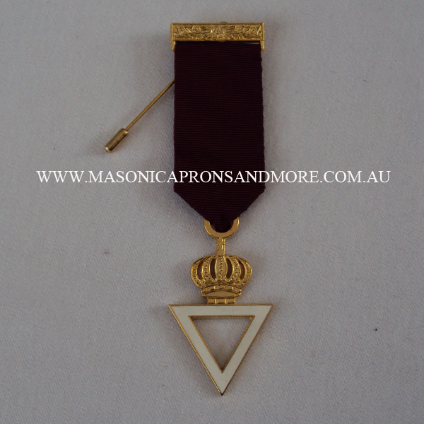 The Masonic Collection Gioiello Pettorale Royal & Select Masters – Corona Placcata Oro, Nastro Rosso